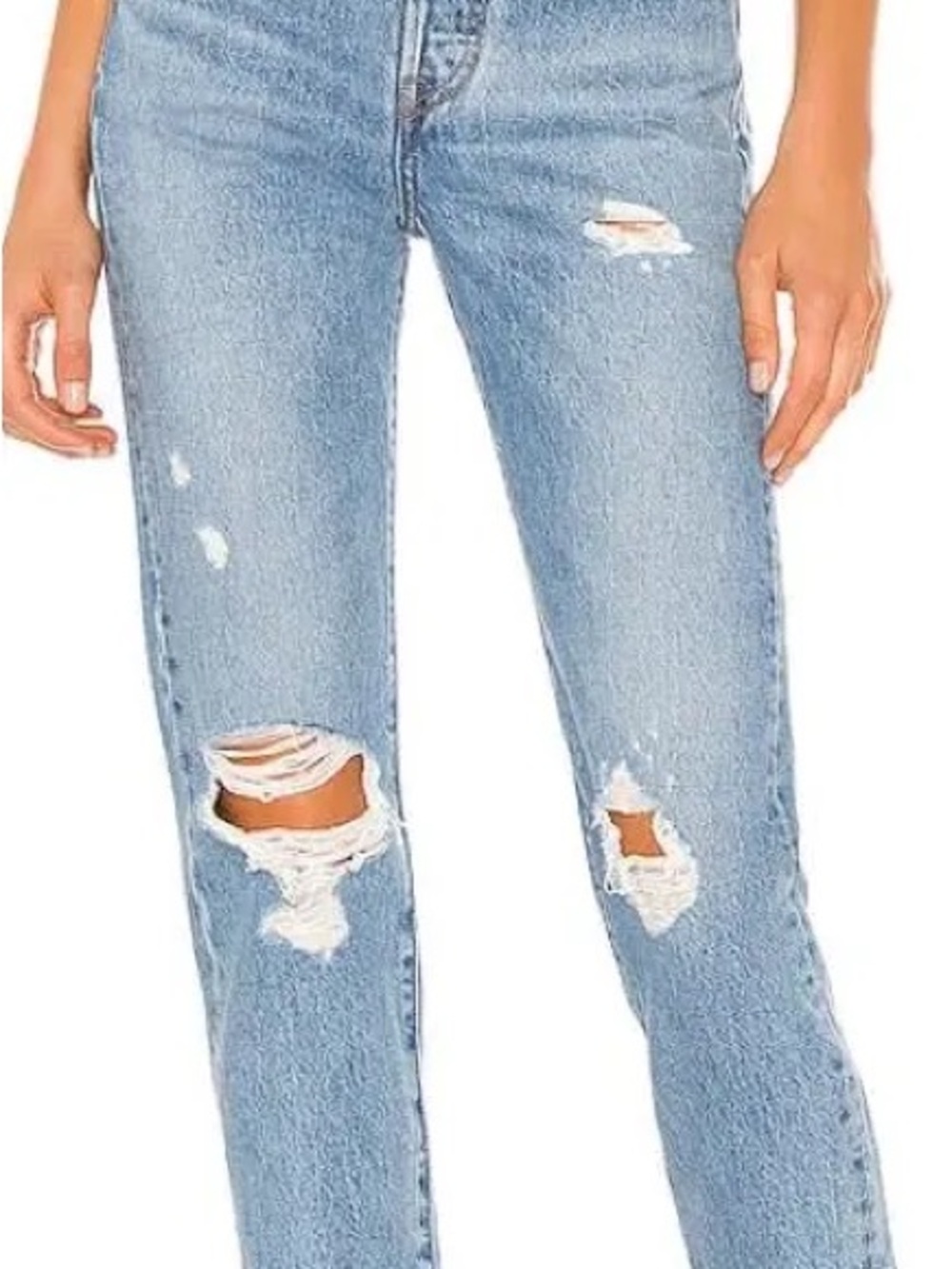 Levi’s Wedgie Straight Light Blue Distressed High-Rise Women’s Jeans